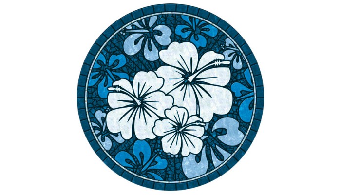 Blue Hibiscus Mosaic - 29"